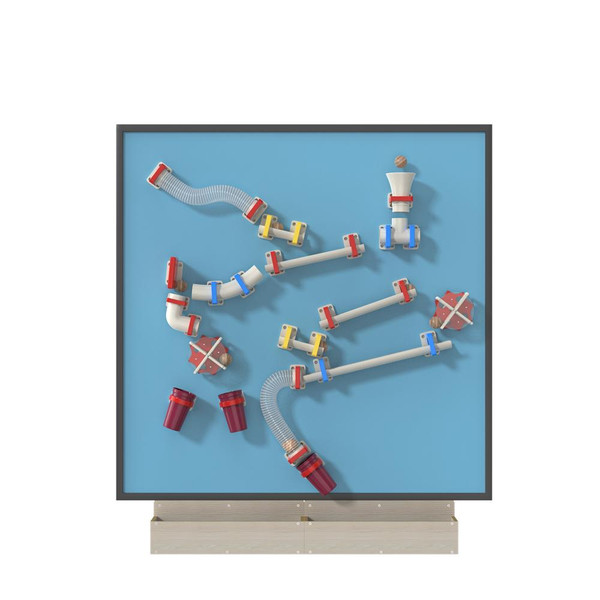 LiteZilla MagWiz Kinetics Magnetic Wall – 15 Piece Add-On Package, various white, red, yellow, and blue magnetic rods and connectors on a blue background