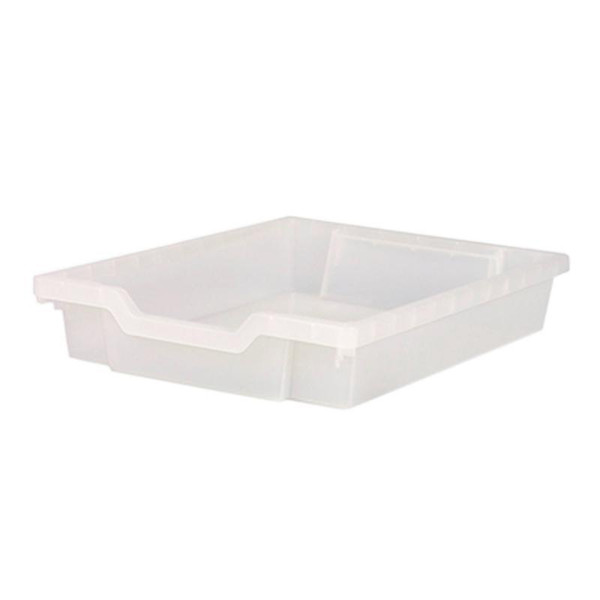 Whitney Brothers Shallow Gratnell Storage Tray, transparent plastic organizational tray for classroom or storage use.