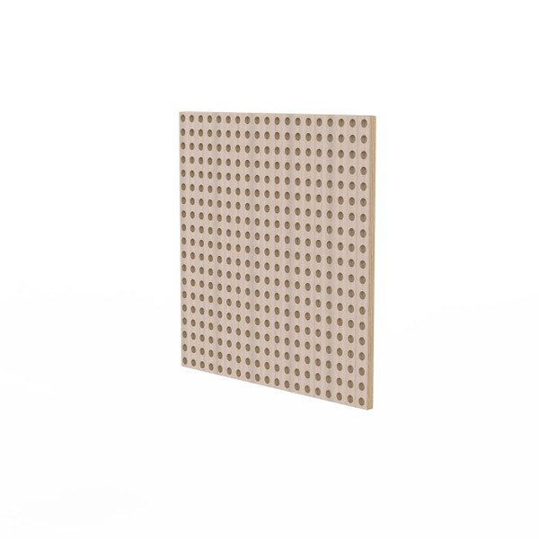 LiteZilla Kidworx™ Pegboard Wall Panel, wooden pegboard with evenly spaced circular holes for organizing and displaying tools or accessories.