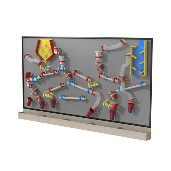 LiteZilla MagWiz Kinetics Magnetic Wall Zig Zag Cascade, interactive magnetic wall with colorful zig zag pathways and tubes for kinetic play.