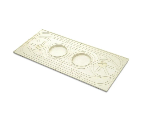Childbrite Express Train Route Board - Track Board for Train and Vehicle Play, white plastic track with clock and circular slots for toy trains.