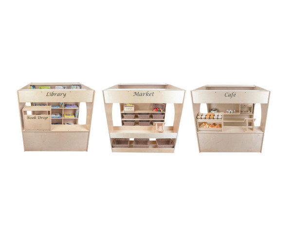 Town Collection - Library, Cafe and Market Playhouse Set