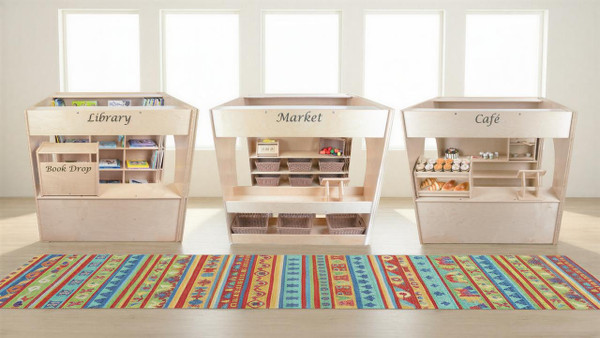 Town Collection - Library, Cafe and Market Playhouse Set
