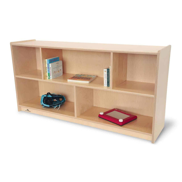 Whitney Brothers Basic Single Storage Shelf Cabinet 24H, wood storage cabinet with multiple open shelves and minimal design.