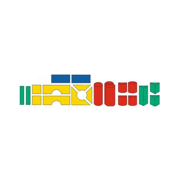 HABA Pro Large Toddler Building Block 21-Piece, colorful plastic building blocks for toddlers in various shapes and sizes.