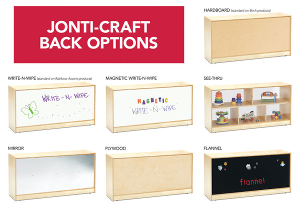 Jonti-Craft Classroom Organizer 20 Cubbies with Trays, a wooden classroom storage unit with 20 cubby compartments and trays for organizing educational materials and toys.