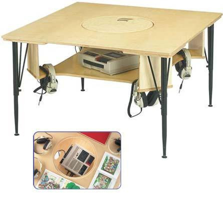 Jonti-Craft Blanca Classroom Table, educational table with built-in storage and caster wheels for mobility.