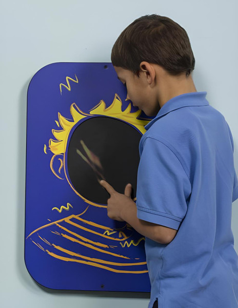 Playscapes Playsa Face Boy Heat Sensitive Wall Panel, a colorful educational wall panel with a heat-sensitive face design that changes when touched by a boy.