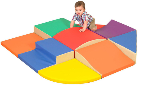 Children's Factory Soft Touch Play Center Climber, colorful soft padded climbing and crawling play mat for kids.