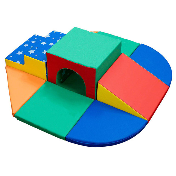 Children's Factory Soft Tunnel Foam Climber Set, colorful foam soft play tunnel and climbing blocks for children.