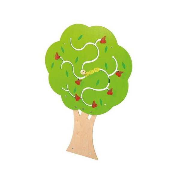 HABA Pro Cherry Tree Interactive Wall Decor, green tree with red cherries and white interactive tracks for children to play and explore