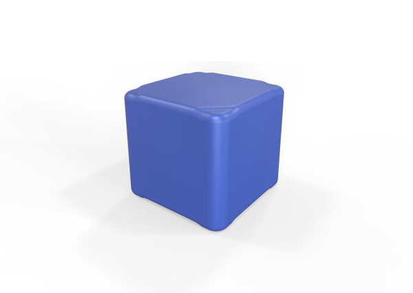 Playscapes Children's Eco Cube Seating, a bright blue cushioned cube for children's seating and play.