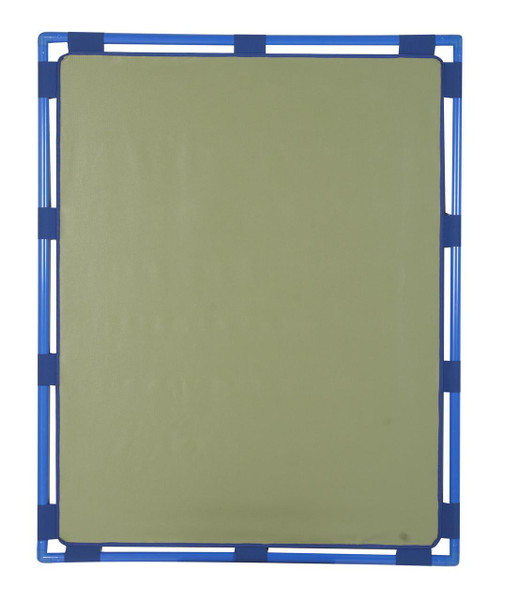 Children's Factory Woodland Big Screen Sage Play Panel, green fabric panel with a blue metal frame used for children's play and activity areas.