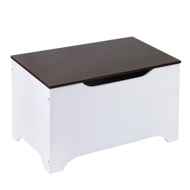 Wildkin Modern Children's Toy Box - White w/ Espresso - HMS90005