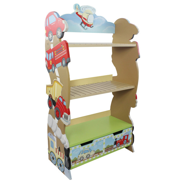 Fantasy Fields Kids Transportation Wooden Bookshelf with Storage Drawer - W-10040A