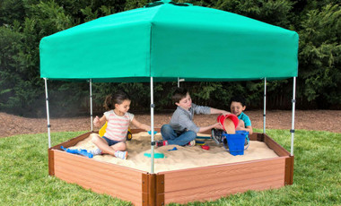 Hexagon Sandbox with Telescoping Canopy & Cover - 7' x 8' x 11"