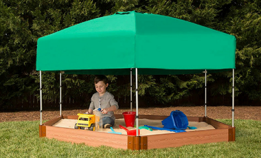 Hexagon Sandbox Kit w/ Telescoping Canopy & Cover - 7' x 8' x 5.5"