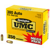Remington UMC 380 ACP 95 Gran FMJ Mega Pack 250 Rounds - 23721