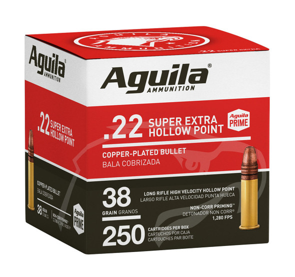 Aguila 1B221103 Super Extra High Velocity 22 LR 38 gr Copper Plated Hollow Point