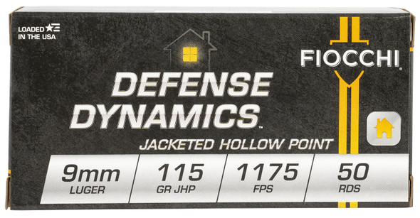 Fiocchi Defense Dynamics 9mm Luger 115 Grain Jacketed Hollow Point