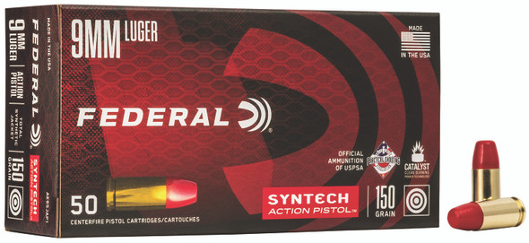 Federal  American Eagle Syntech Action Pistol Training 9mm Luger 150 gr Total Syntech Jacket Flat Nose