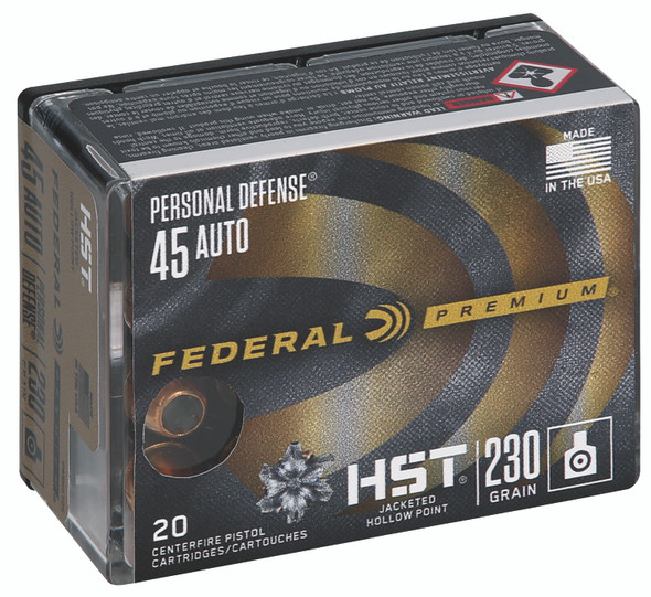 Federal Premium 45 ACP +P 230 Grain HST Jacketed Hollow Point