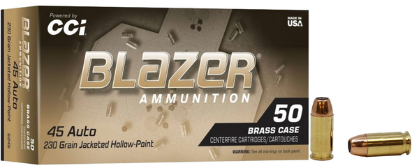 CCI Blazer 45 ACP 230 Grain Jacketed Hollow Point (JHP) Ammo