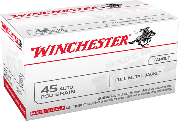 Winchester USA 45ACP 230 Grain Full Metal Jacket 100 Round Box