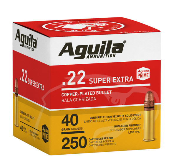 Aguila 1B221100 Super Extra High Velocity 22 LR 40 gr Copper-Plated Solid Point