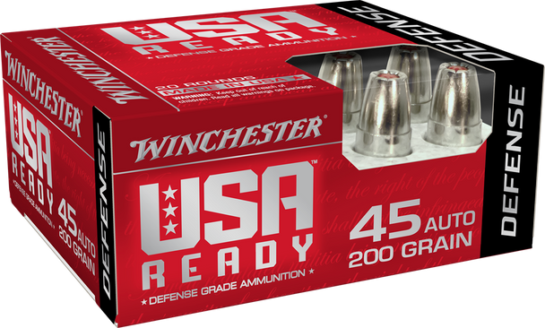 Winchester USA Ready 45 ACP 200 Grain Hex-Vent Hollow Point