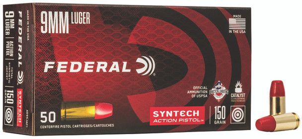 Federal  American Eagle Syntech Action Pistol Training 9mm Luger 150 gr Total Syntech Jacket Flat Nose