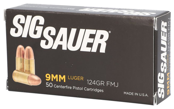 Sig Sauer Elite Ball 9mm Luger 124 Grain 1165 fps Full Metal Jacket 100 rounds