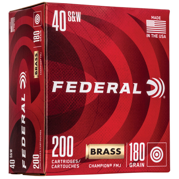 Federal WM52232 Champion Training 40 S&W 180 gr Full Metal Jacket (FMJ) 200 Per Box/ 5 Cs