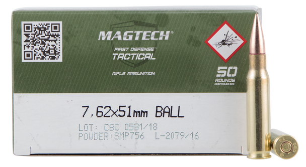 Magtech 762A Tactical/Training 7.62x51mm NATO 147 gr Full Metal Jacket 50 Per Box/ 8 Cs