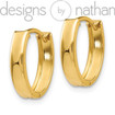 Real 14K Yellow Gold Flat Snug Oval Hinged Huggie Hoop Earrings 3 x 12.5 mm 1 g