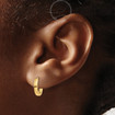 Real 14K Yellow Gold Flat Solid Snug Tiny Hinged Huggie Hoop Earrings 1.1 g