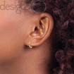 Real 14K Yellow Gold Faceted Tiny Hinged Huggie Hoop Earrings 2 x 11.5 mm 1 gram