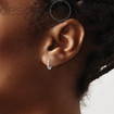 Real 14K White Gold Diamond-Cut Tiny Hinged Huggie Hoop Earrings 2 x 11.5 mm 1 g