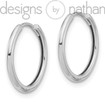 Real 14K White Gold Domed Snug Hinged Huggie Hoop Earrings 1.5 x 16 mm 1.6 g