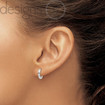 Real 14K White Gold Flat Solid Snug Tiny Hinged Huggie Hoop Earrings 2 x 11 mm