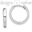 Real 925 Rhodium-Plated Silver Flat Snug Solid Hinged Huggie Hoop Earrings 1.5 g