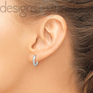 Real 925 Rhodium-Plated Silver Flat Snug Solid Hinged Huggie Hoop Earrings 1.5 g