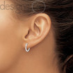 Real 925 Rhodium-Plated Silver Flat Snug Solid Thin Hinged Huggie Hoop Earrings