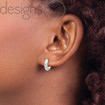 Real 14K White Gold Domed Snug Tiny Hinged Huggie Hoop Earrings 3 x 12 mm 1.3 g