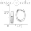 Real 925 RP Silver Flat Solid Oval Tiny Hinged Huggie Hoop Earrings 3x12.5mm