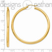 14k Yellow Gold Light Seamless Classic Hoop Earrings 3 mm x 50 mm 3.6 grams