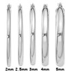 925 Rhodium-Plated Silver Seamless Classic Hoop Earrings 2.5 mm x 70 mm 6.5