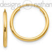 14k Yellow Gold Polished Slender Endless Hoop Earrings 1.5 mm x 16 mm 0.6 grams