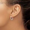 10K White Gold Polished Hollow Endless Hoop Earrings 2 mm x 17 mm 0.6 grams