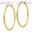 10K Yellow Gold Polished Hollow Endless Hoop Earrings 2 mm x 40 mm 1.7 grams